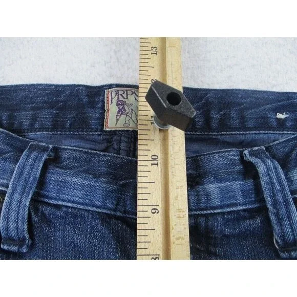 PRPS Jeans Mens 34x34 Blue‎ Demon Fit Button Fly Dark Denim Distressed E72B102P